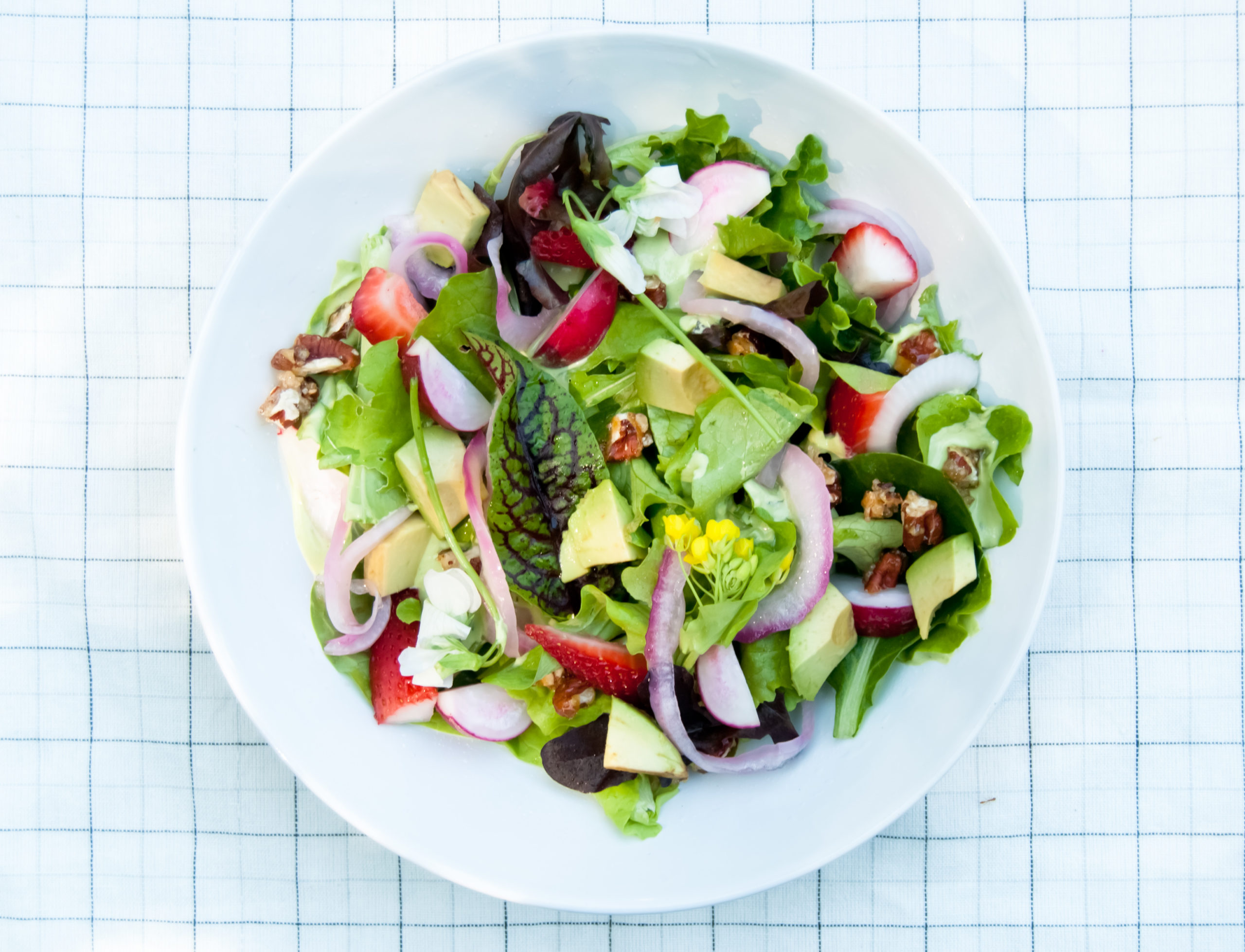 Pink and green spring salad